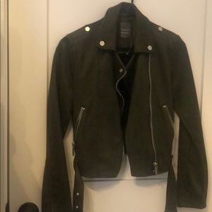 Dark green suede biker jacket